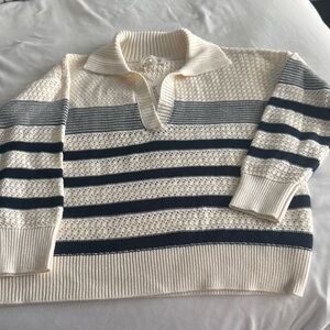 Navy and cream striped sweater